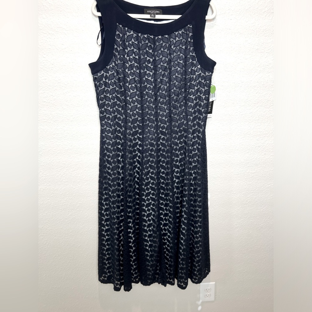 Navy dress with white lining from Perceptions. Size XL